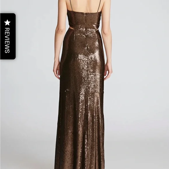 NWT Halston espresso sequin maxi dress - size 0 - Picture 2 of 5